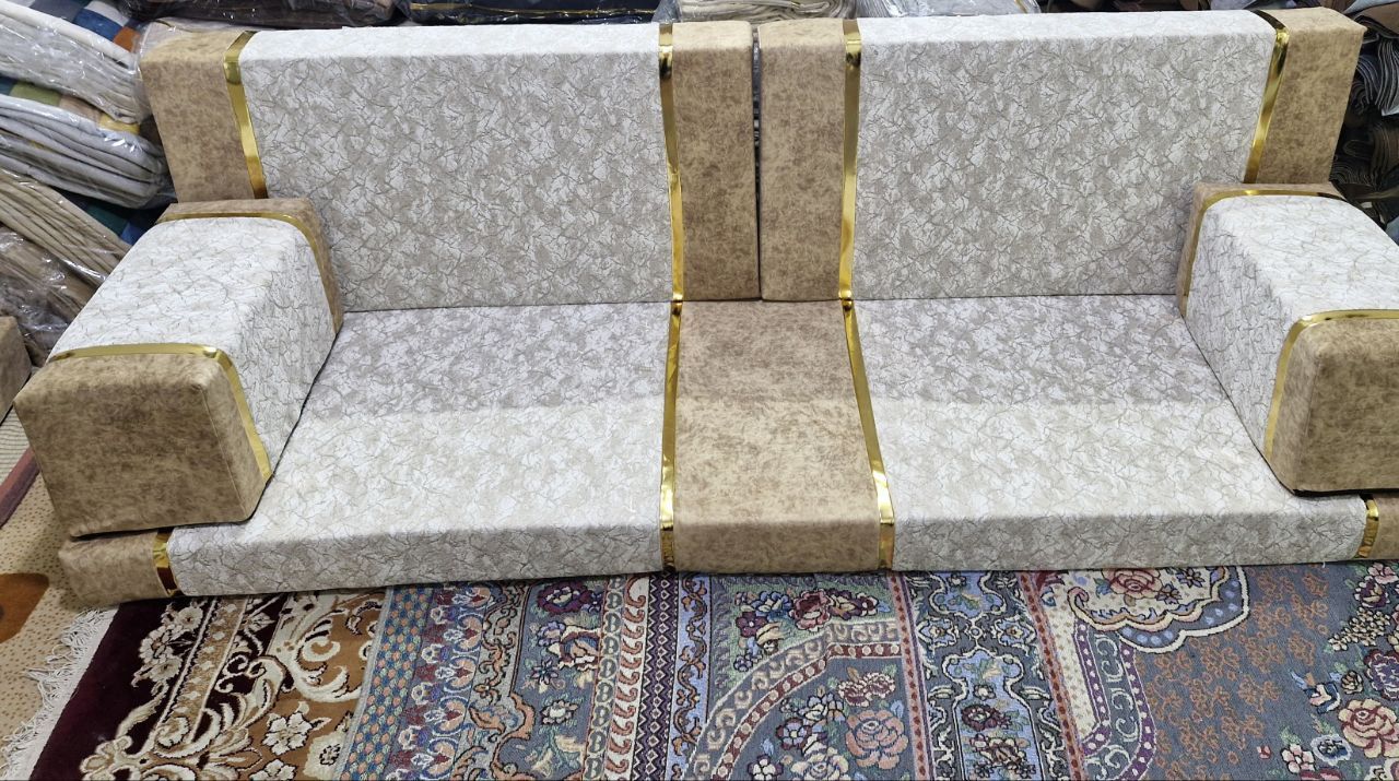 مبل عربی(خلیجی،شاه نشین)نوار طلایی طرح شاهسوند قطر تشک ۱۰ سانت
